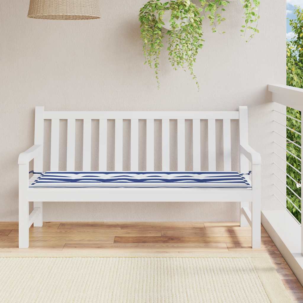 vidaXL Pernă de bancă dungi albastre și albe 150x50x4 cm textil oxford