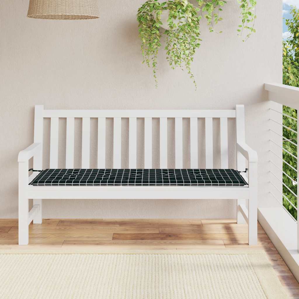 vidaXL Pernă bancă de grădină negru carouri 150x50x4 cm textil oxford