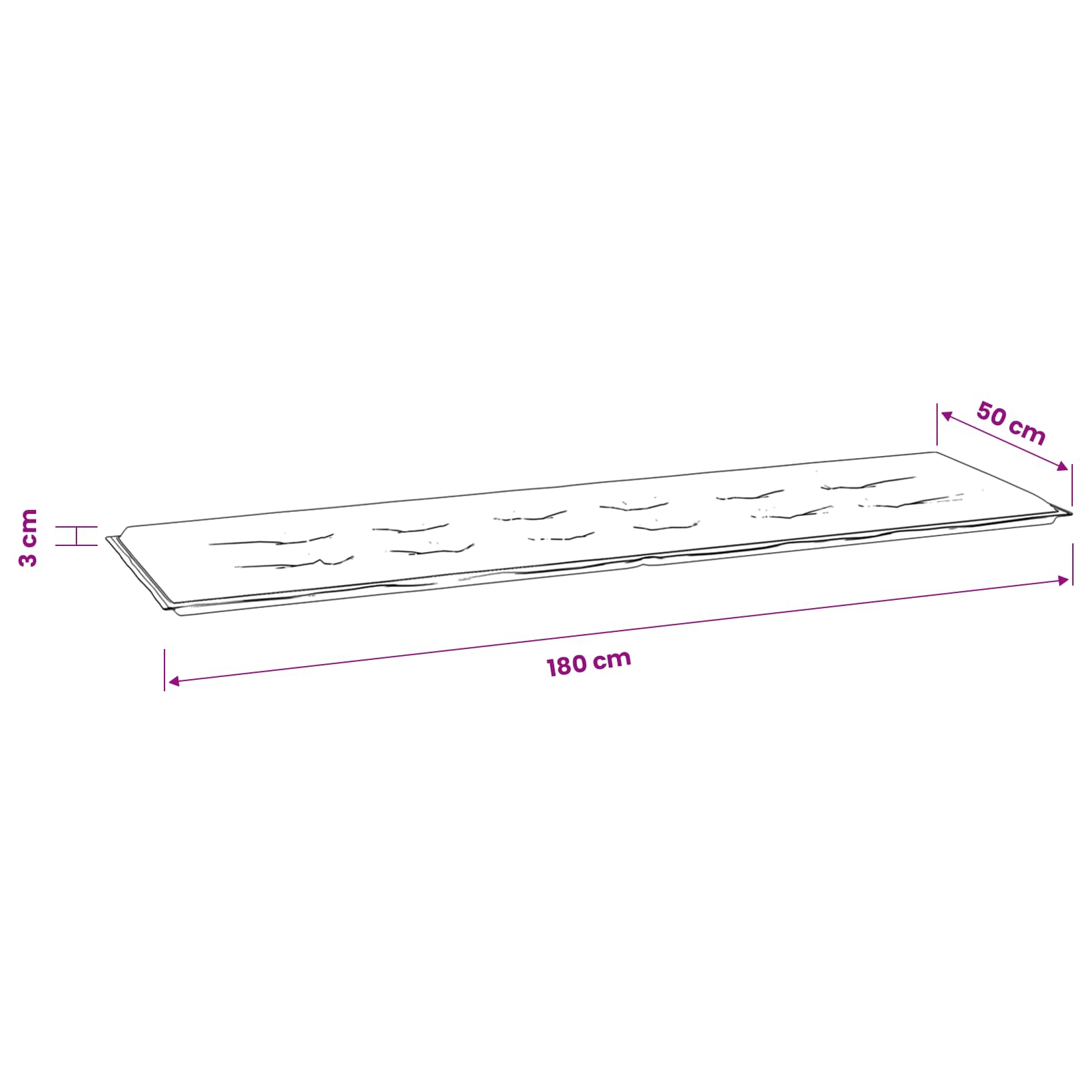 vidaXL Bankkussen Oxford Stof Zwart Ruit 180 x 50 x 3 cm, foto 3
