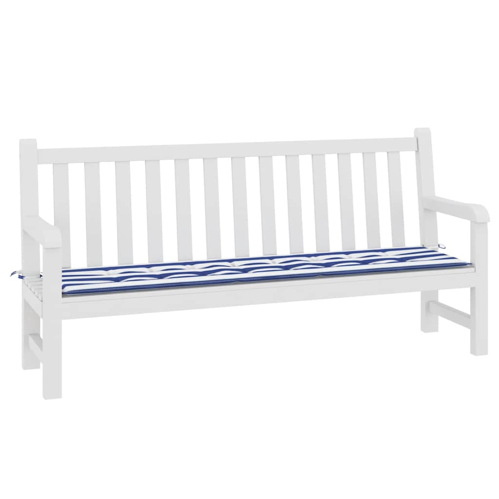 vidaXL Tuinbankkussen gestreept 200x50x4 cm stof wit en blauw afbeelding