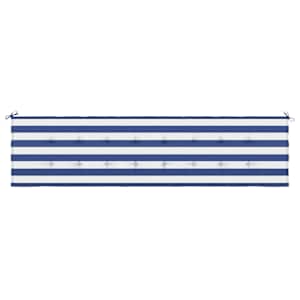 Poduška na zahradní lavici modré a bílé pruhy 200x50x3cm textil - obrázek 4