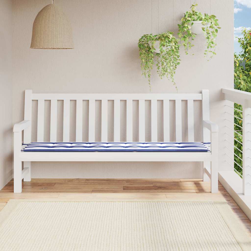 Hynde til havebænk 200×50×4 cm - striber blå/hvid i oxfordstof