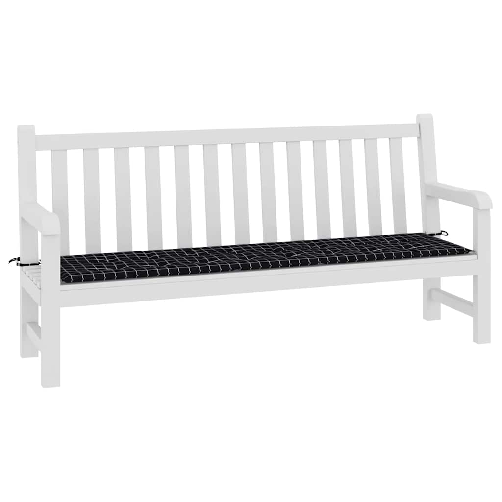 Thumbnail - vidaXL Gartenbank-Auflage Schwarz Karomuster 200x50x4 cm Stoff