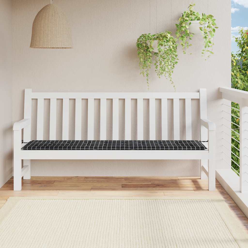 vidaXL Pernă bancă de grădină, negru carouri, 200x50x4 cm, textil