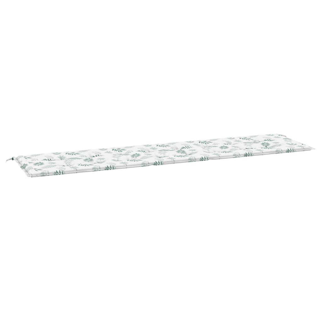 vidaXL Poduška na zahradní lavici vzor listů 200x50x3 cm textil