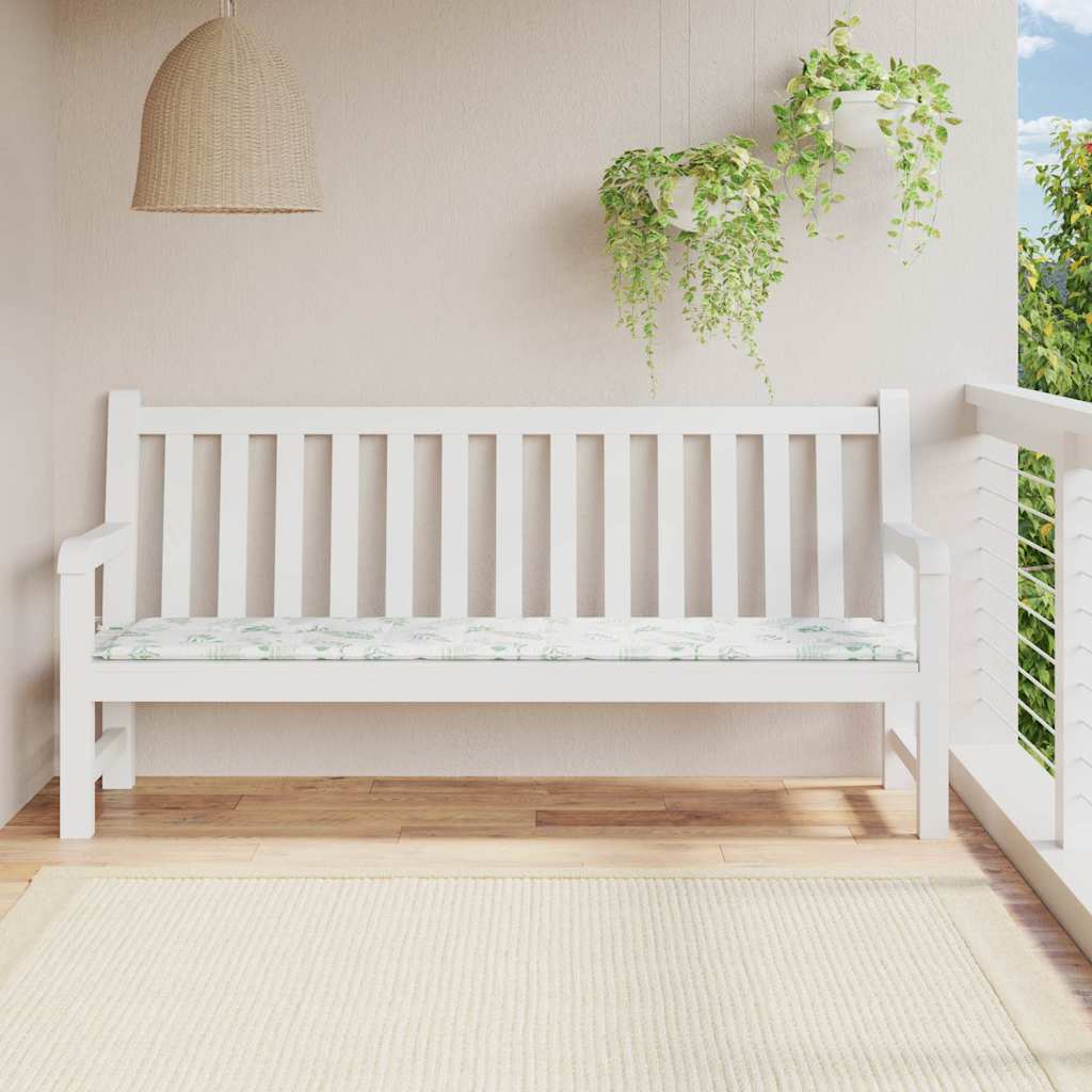 vidaXL Pernă bancă de grădină, model frunze, 200x50x4 cm, textil