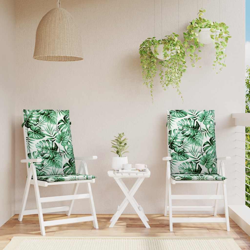 vidaXL Perne de scaun spătar înalt, 2 buc., model frunze, textil