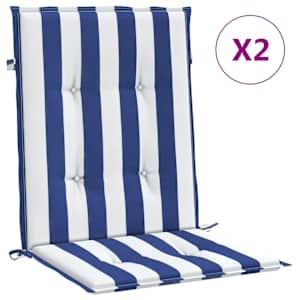 vidaXL madala seljatoega padjad 2 tk, sinise/valge triibuline, kangas