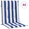 vidaXL madala seljatoega padjad 6 tk, sinise/valge triibuline, kangas