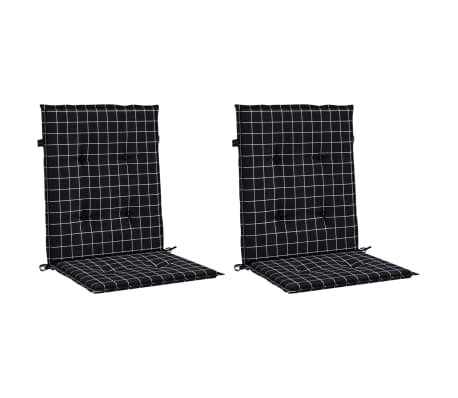 vidaXL krēslu matrači, 2 gab., melni četrstūri, audums
