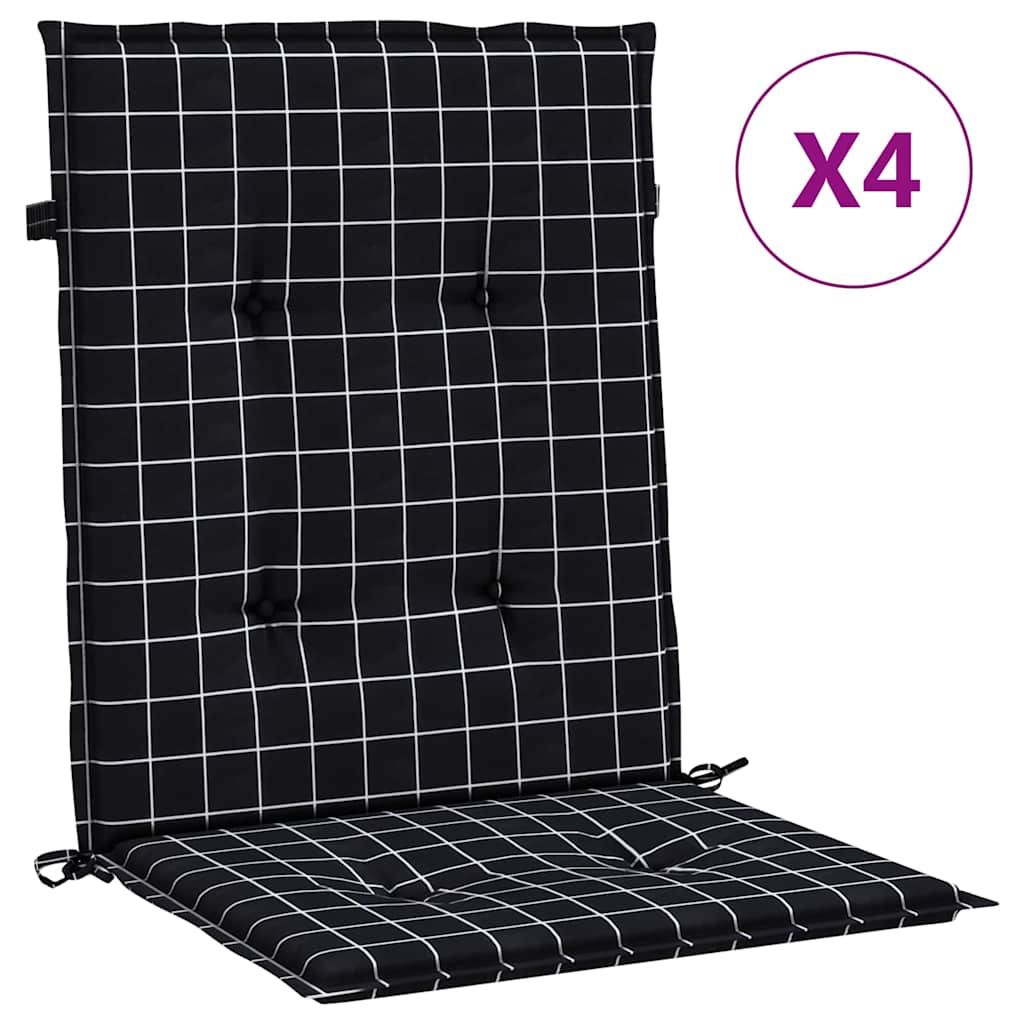 E-shop vidaXL Podušky na nízke stoličky 4 ks čierne károvaný vzor látka