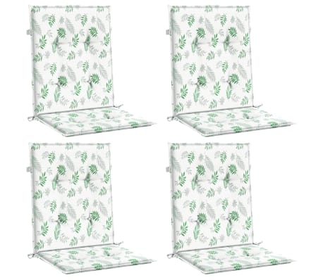 vidaXL Coussins de chaise &agrave; dossier bas lot de 4 mod&egrave;le de feuille