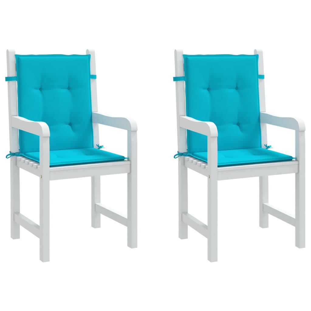 vidaXL Coussins de chaise à dossier bas lot de 2 turquoise tissu