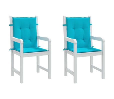 vidaXL Coussins de chaise à dossier bas lot de 2 turquoise tissu