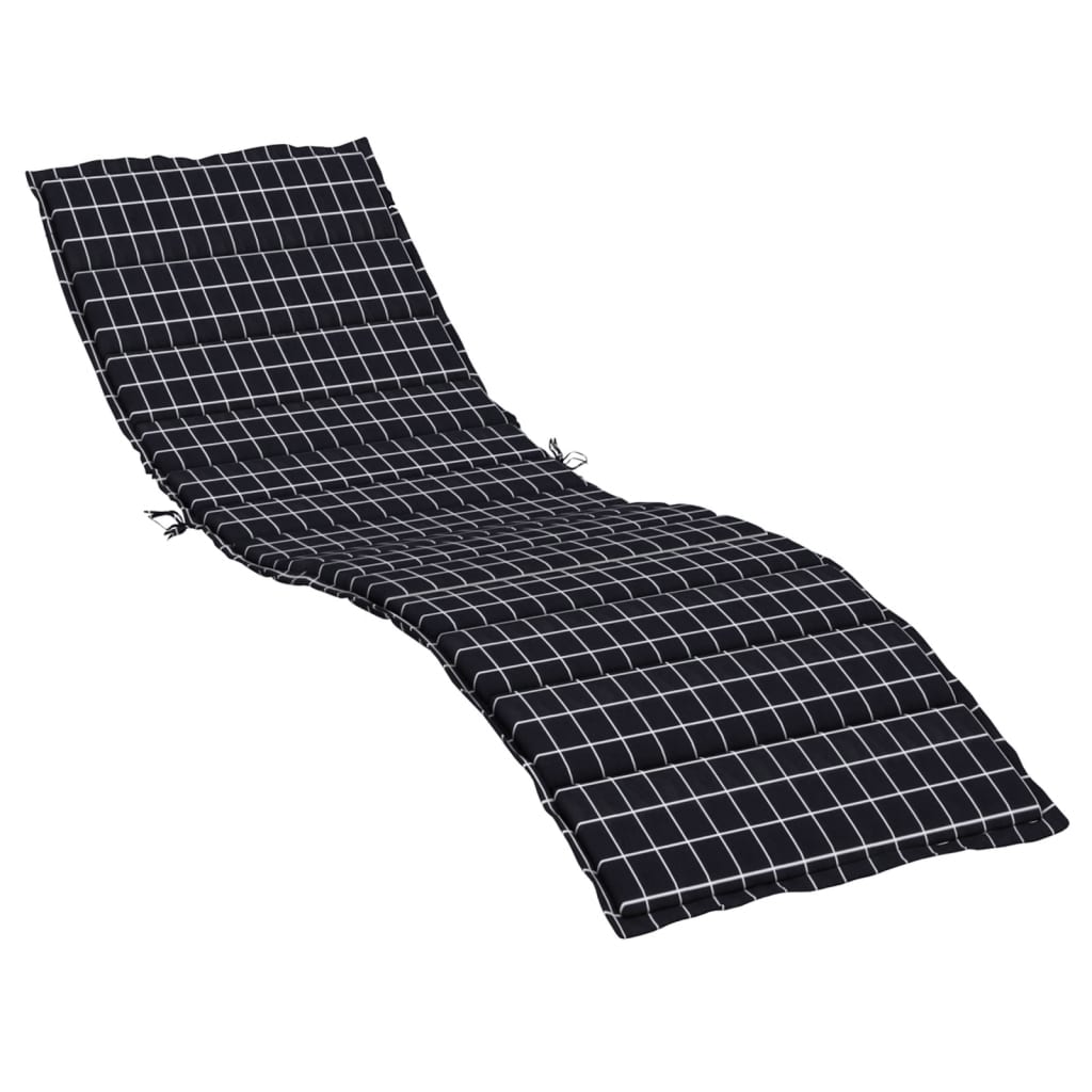 VidaXL Sun Lounger Cushion Black Check Pattern Oxford Fabric