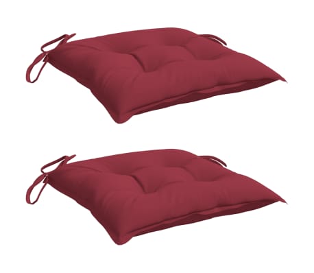 vidaXL Coussins de chaise lot de 2 rouge bordeaux 40x40x7 cm