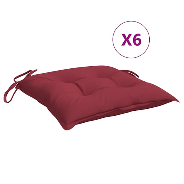 vidaXL tooli istmepadjad 6 tk, veinipunane, 40 x 40 x 7 cm kangas