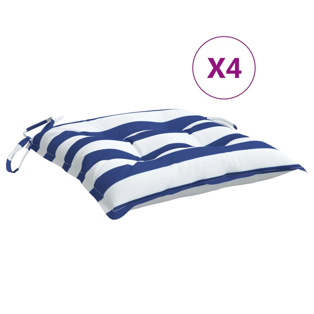 vidaXL Podušky na židli 4 ks modré a bílé pruhy 40 x 40 x 7 cm textil