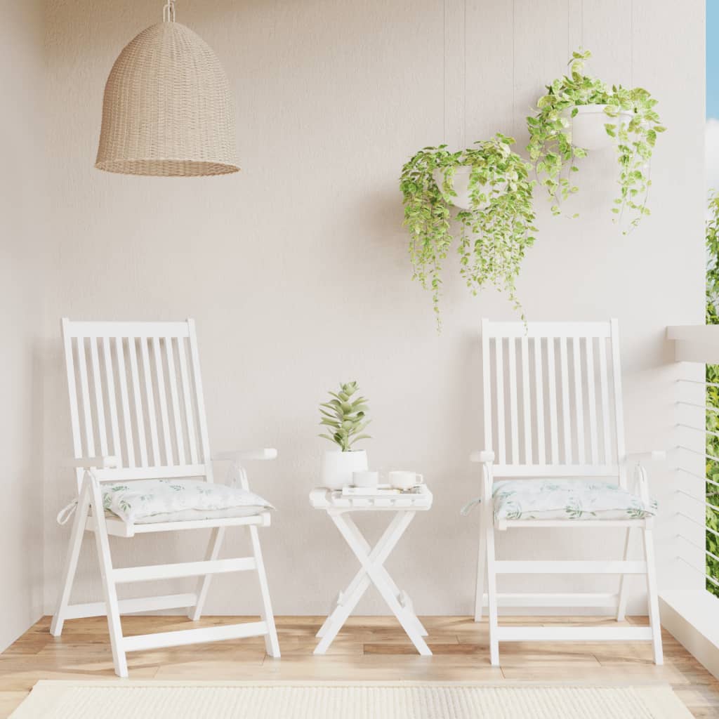 vidaXL Stuhlkissen 2 Stk. Blattmuster 40x40x7 cm Stoff