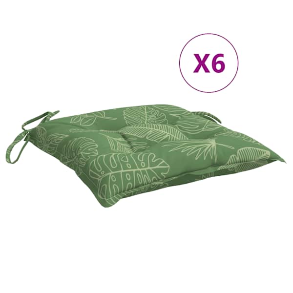 vidaXL tooli istmepadjad 6 tk, lehemuster, 40 x 40 x 7 cm, kangas