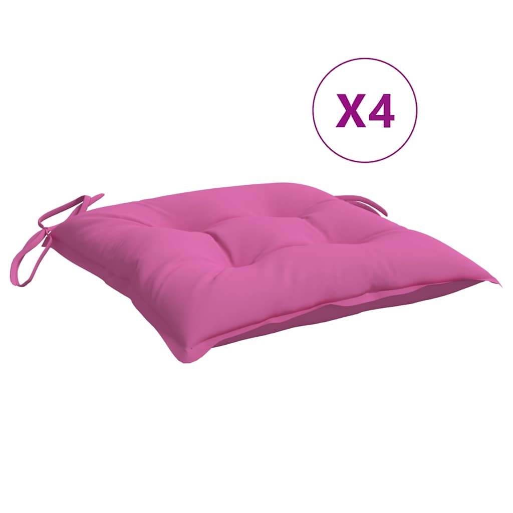 vidaXL Podložky na stoličku 4 ks ružové 40x40x7 cm látka