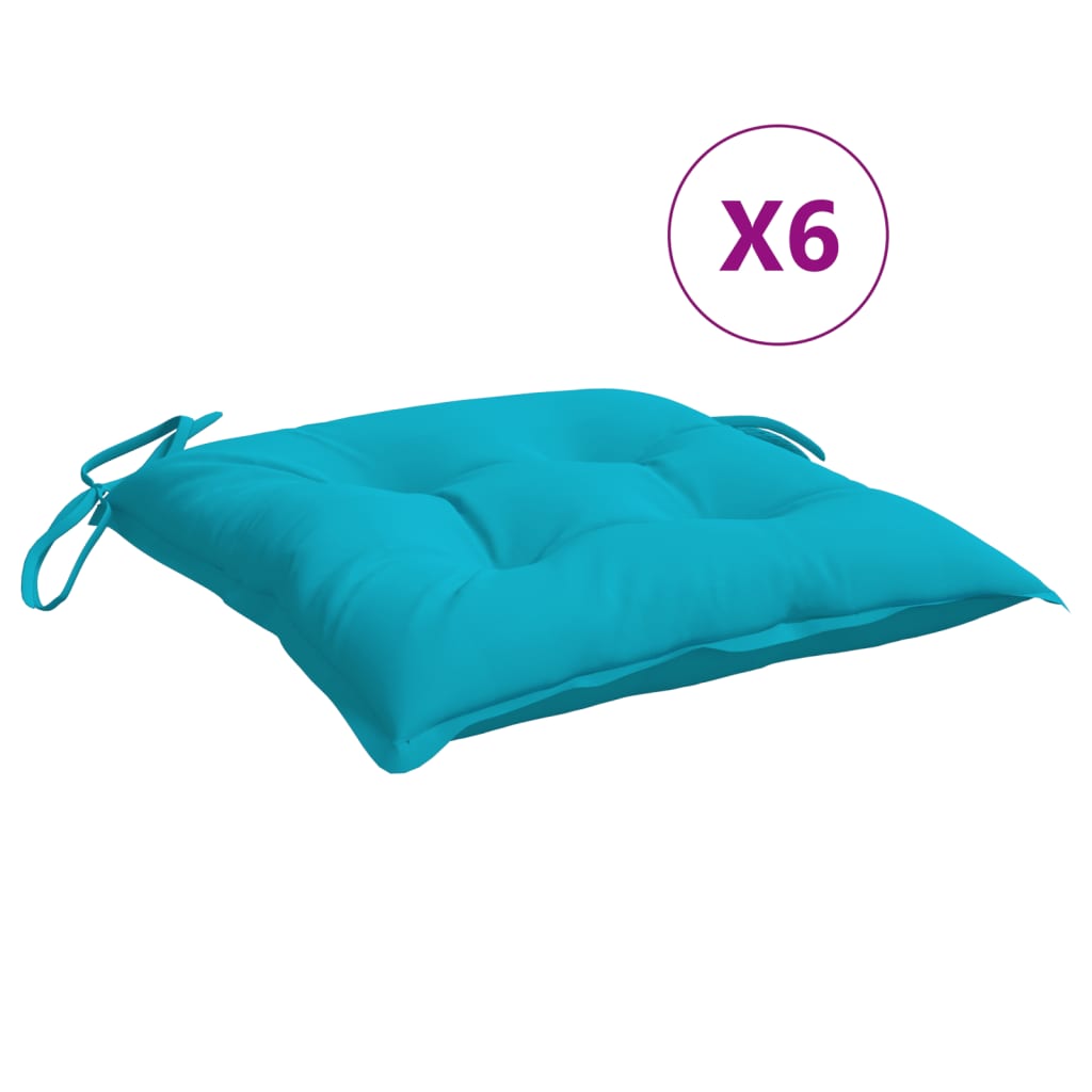 vidaXL Stoelkussens 6 st 40x40x7 cm stof turquoise