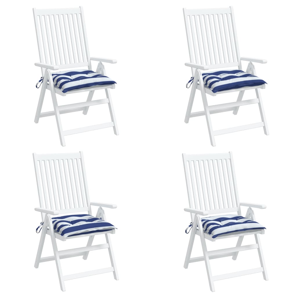 Podložky na stoličku 4ks, modro biele 50x50x7cm oxfordská látka