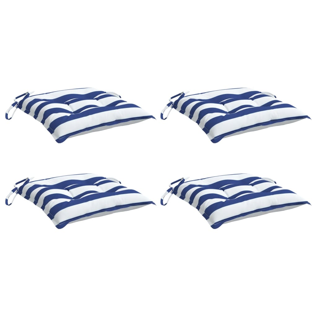 vidaXL Stoelkussens 4 st 50x50x7 cm stof gestreept wit en blauw, foto 2