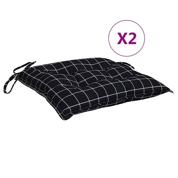 vidaXL toolipadjad 2 tk, mustad ruudud, 50 x 50 x 7 cm, kangas