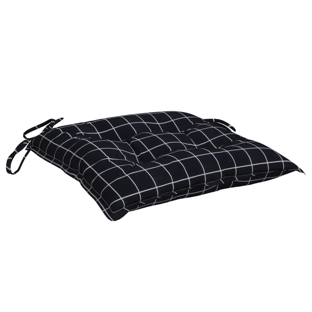 vidaXL Stoelkussens 2 st 50x50x7 cm stof ruitpatroon zwart, foto 4