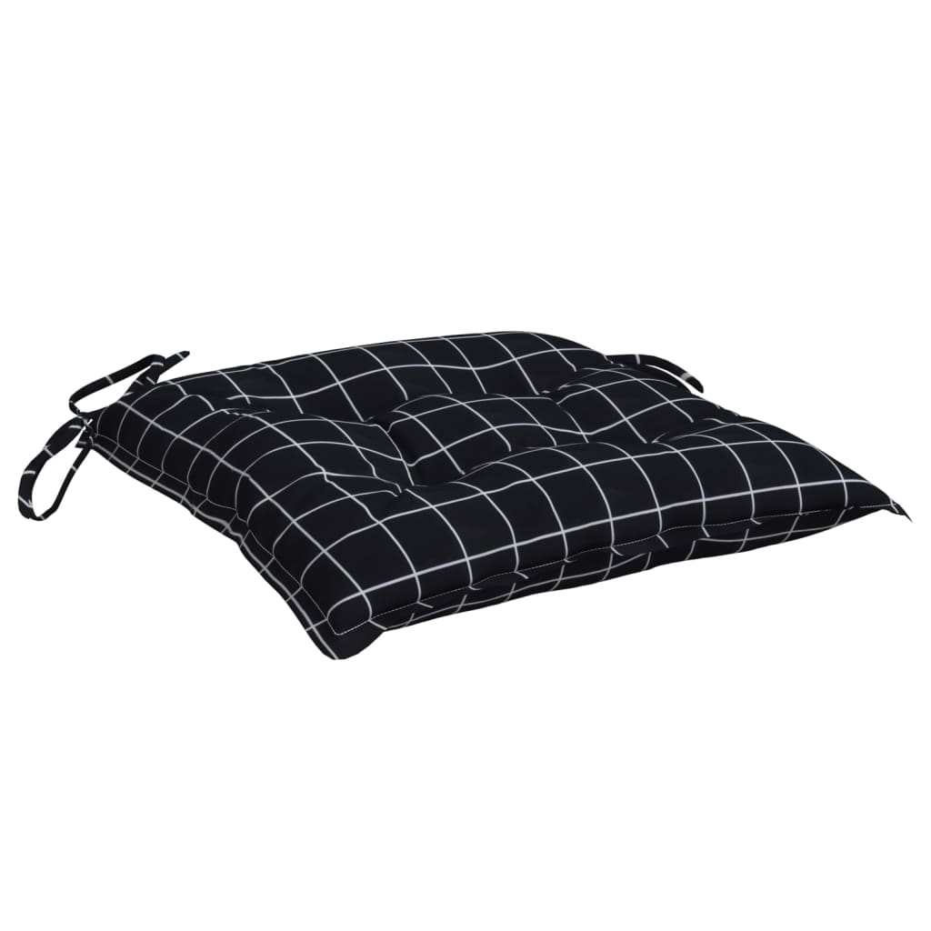 vidaXL Stoelkussens 6 st 50x50x7 cm stof ruitpatroon zwart, foto 4