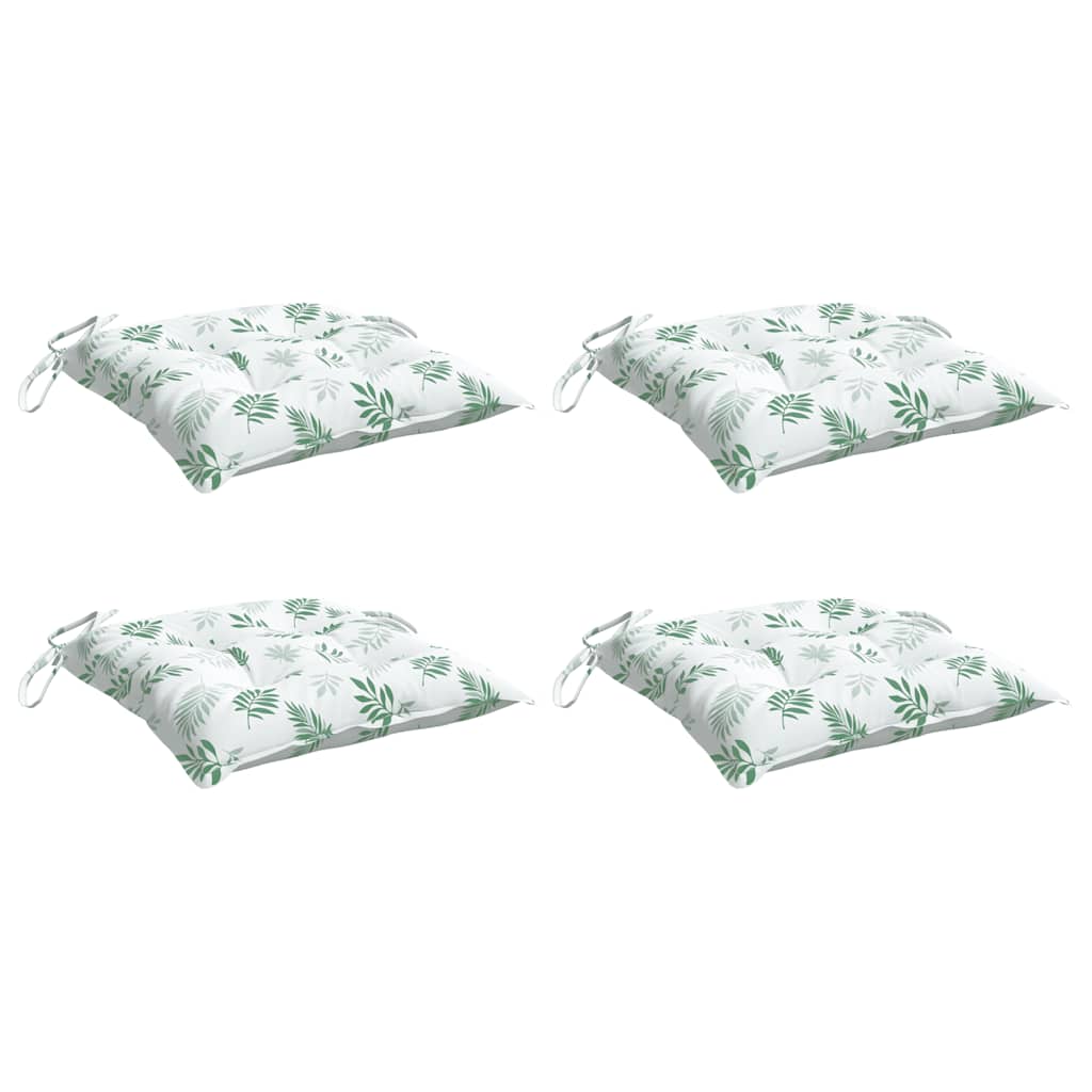 vidaXL Stoelkussens 4 st 50x50x7 cm stof bladpatroon groen, foto 2
