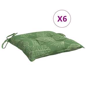 Podušky na židli 6 ks vzor listů 50 x 50 x 7 cm textil - obrázek 2