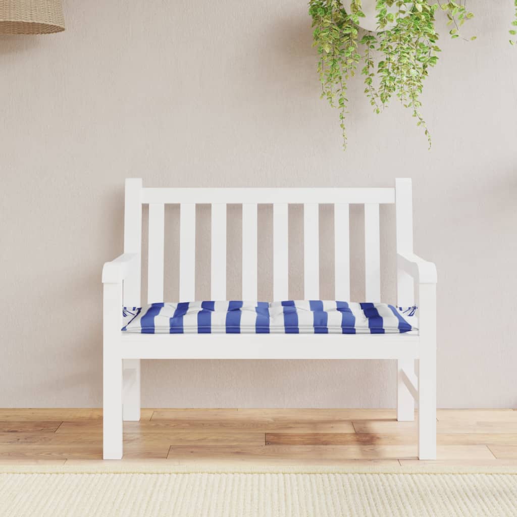 vidaXL Almofadão p/ banco 100x50x7 cm tecido riscas azul/branco
