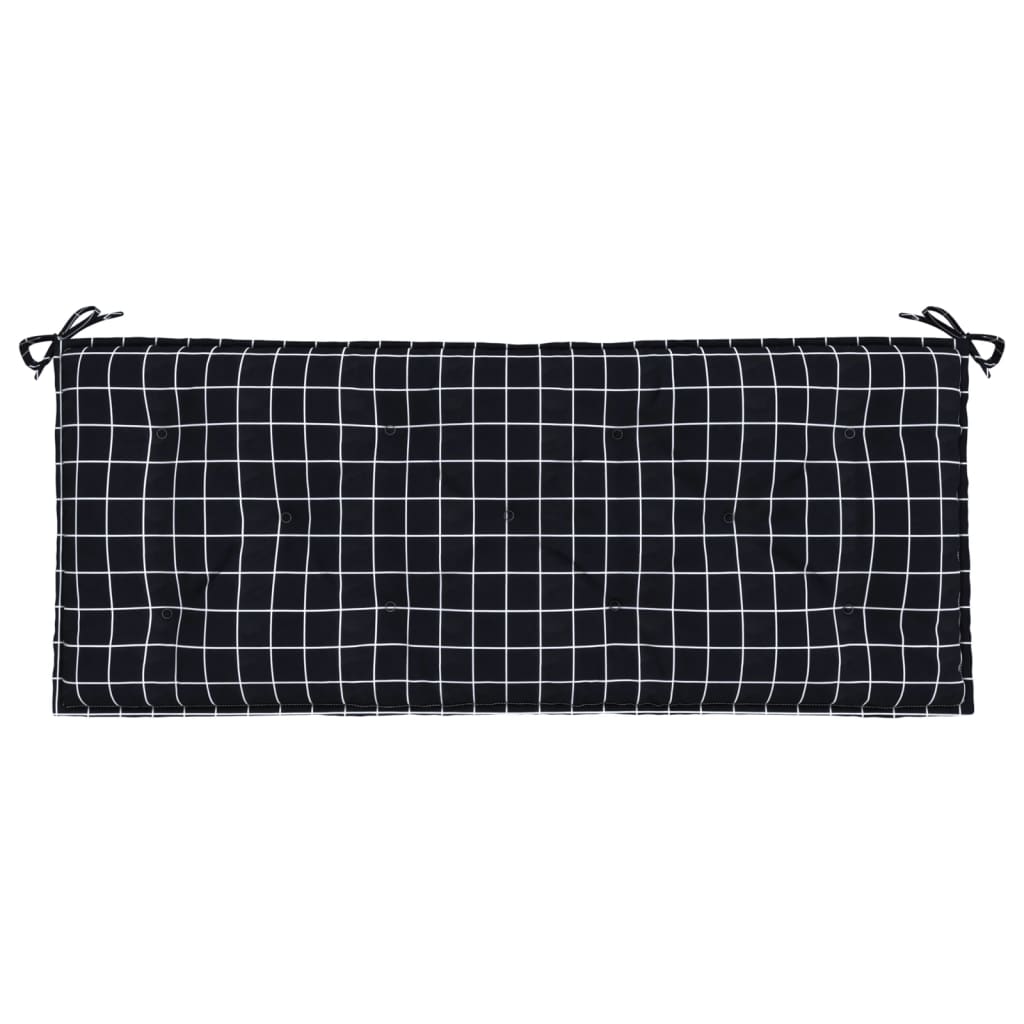 vidaXL Tuinbankkussen ruitpatroon 120x50x7 cm stof zwart, foto 2