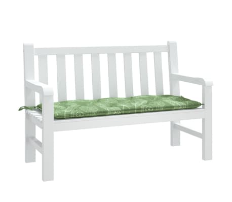 vidaXL Almofad&atilde;o p/ banco de jardim 120x50x7 cm tecido padr&atilde;o folhas