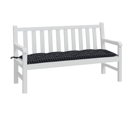 vidaXL Sodo suoliuko pagalvėlė, juoda, 150x50x7cm, audinys, languota