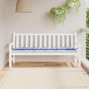 Poduška na zahradní lavici modré a bílé pruhy 180x50x7cm oxford - obrázek 1