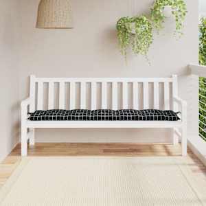 Poduška na zahradní lavici černá károvaná 180x50x7 cm oxford - obrázek 1