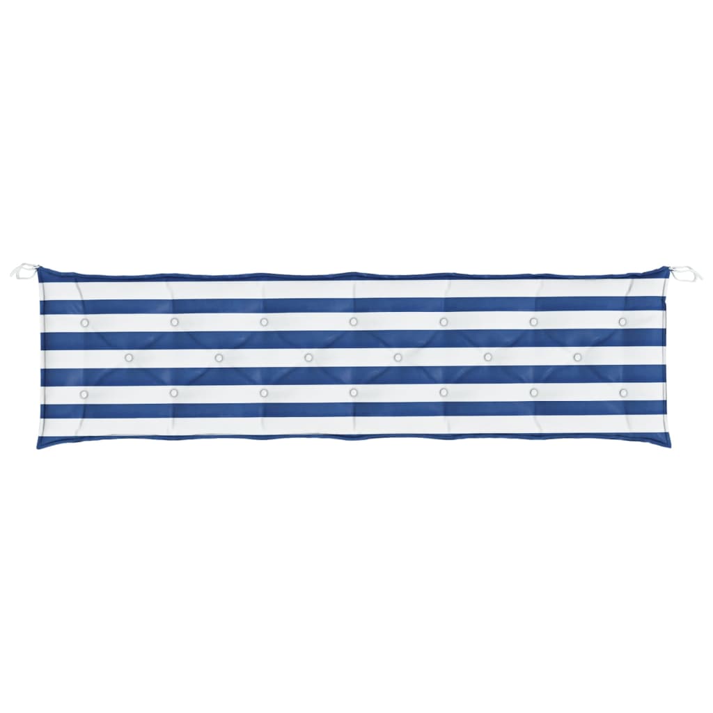 vidaXL Tuinbankkussen gestreept 200x50x7 cm stof wit en blauw, foto 2