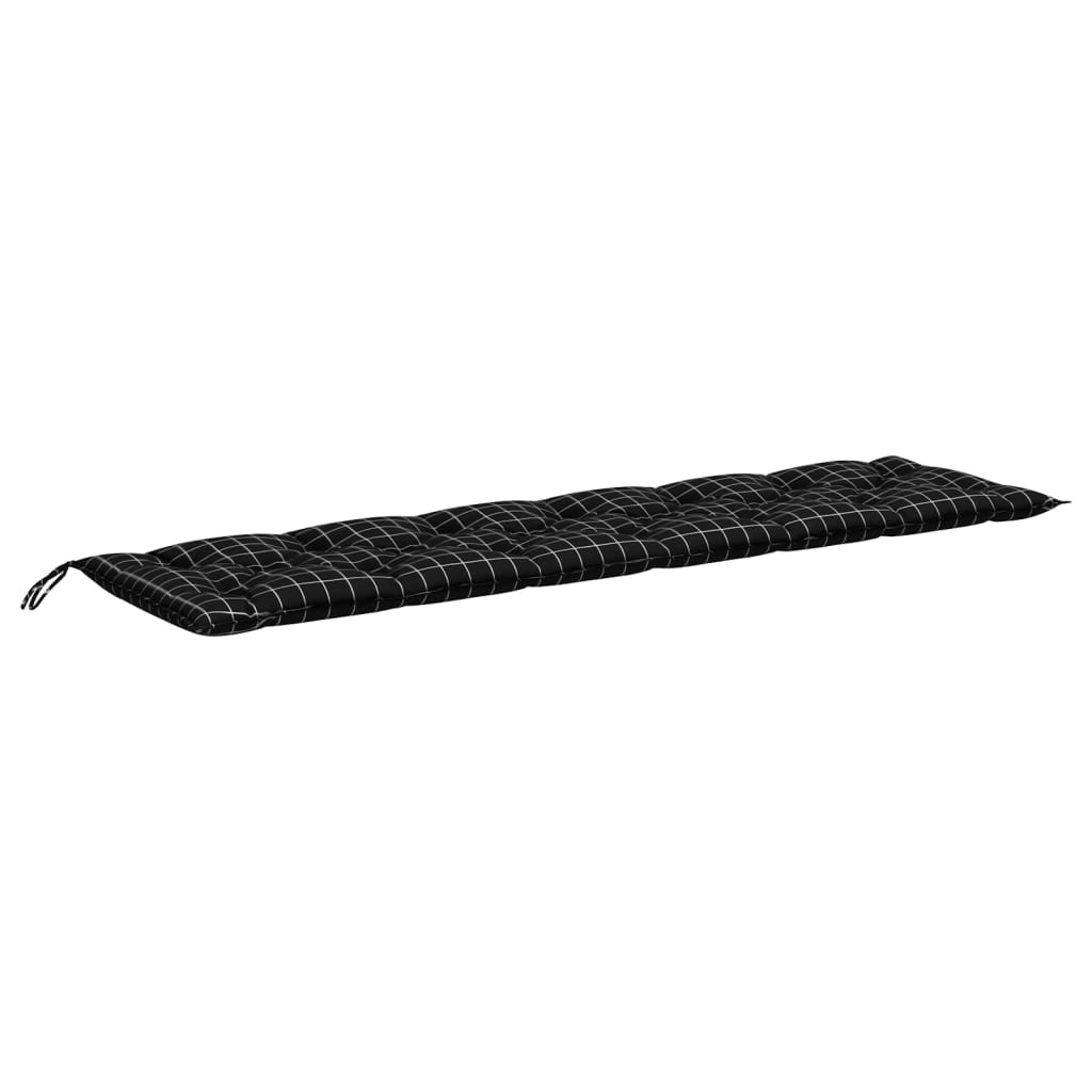 vidaXL Tuinbankkussen ruitpatroon 200x50x7 cm stof zwart