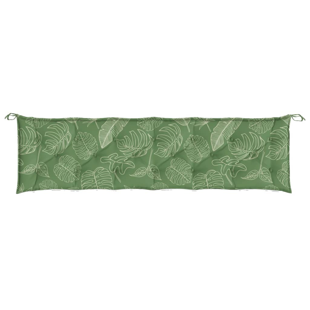 vidaXL Tuinbankkussen bladpatroon 200x50x7 cm stof groen, foto 2