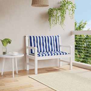 Podušky na lavici 2 ks modré a bílé pruhy 100x50x7 cm textil - obrázek 1
