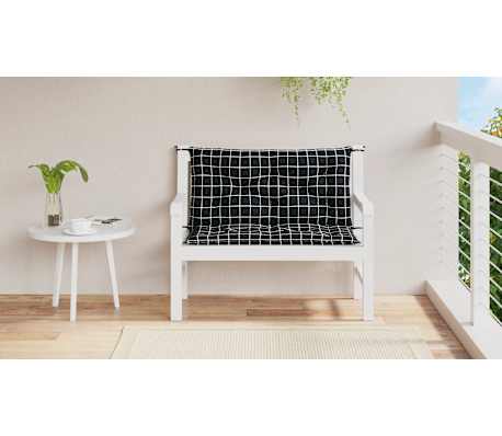 vidaXL Garden Bench Cushion Set of 2 Black Check Pattern