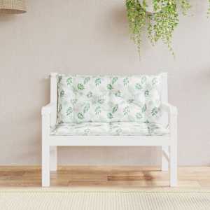 Podušky na zahradní lavici 2 ks vzor listů 100x50x7 cm textil - obrázek 1
