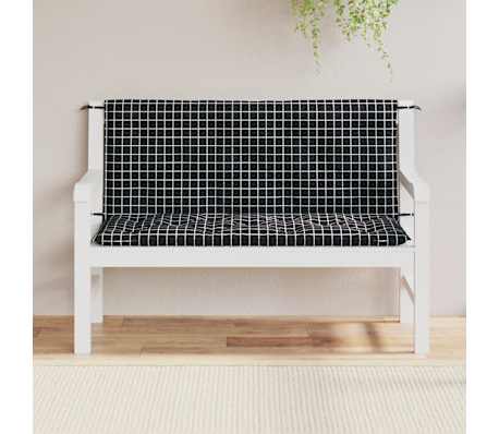 vidaXL Coussins de banc de jardin lot de 2 carreaux noir 120x50x7 cm