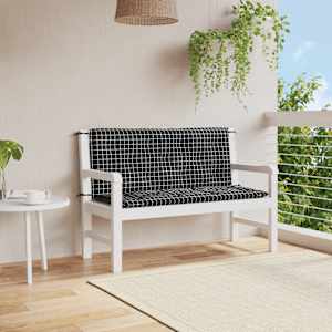 Podušky na lavici 2 ks černé kárované 120 x 50 x 7 cm textil - obrázek 1