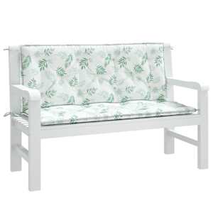 Podušky na zahradní lavici 2 ks vzor listů 120x50x7 cm textil - obrázek 4