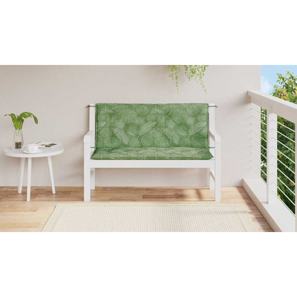 vidaXL Tuinbankkussens 2 st bladpatroon 120x50x7 cm stof afbeelding