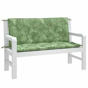 Podušky na zahradní lavici 2 ks vzor listů 120x50x7 cm textil - obrázek 4